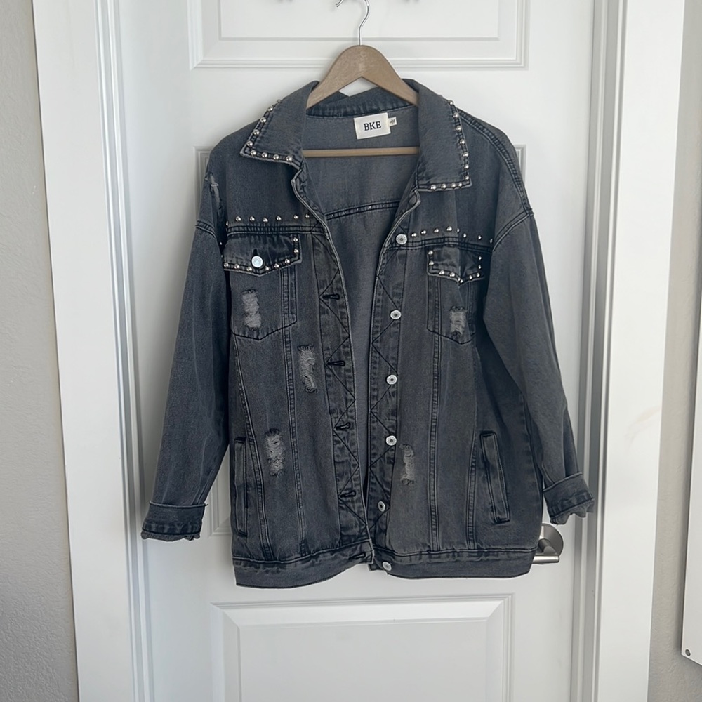 Large, light black jean jacket